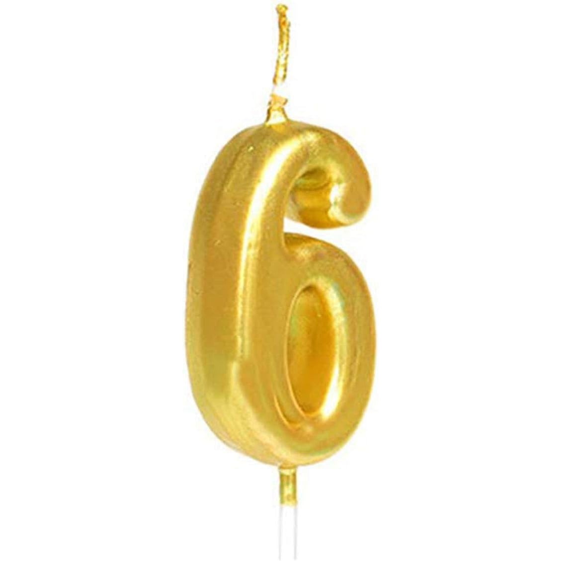 ✨TOATE PRODUSELE✨ - Lumanare de Tort, , Model Cifra 6, Party, 4.5 x 2.5 cm, din Parafina, Auriu