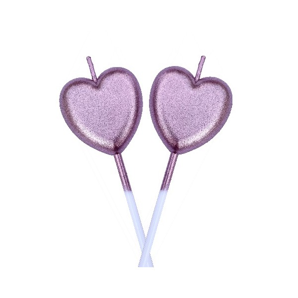 Lumanare de Tort, , Model Inima, Party, 8.5 x 3 cm, Roz Gold [2]