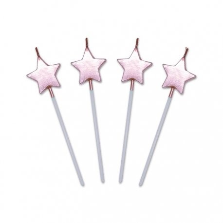 Lumanare de Tort, , Model Steluta, Party, 8.5 x 3.2 cm, Roz Auriu [4]