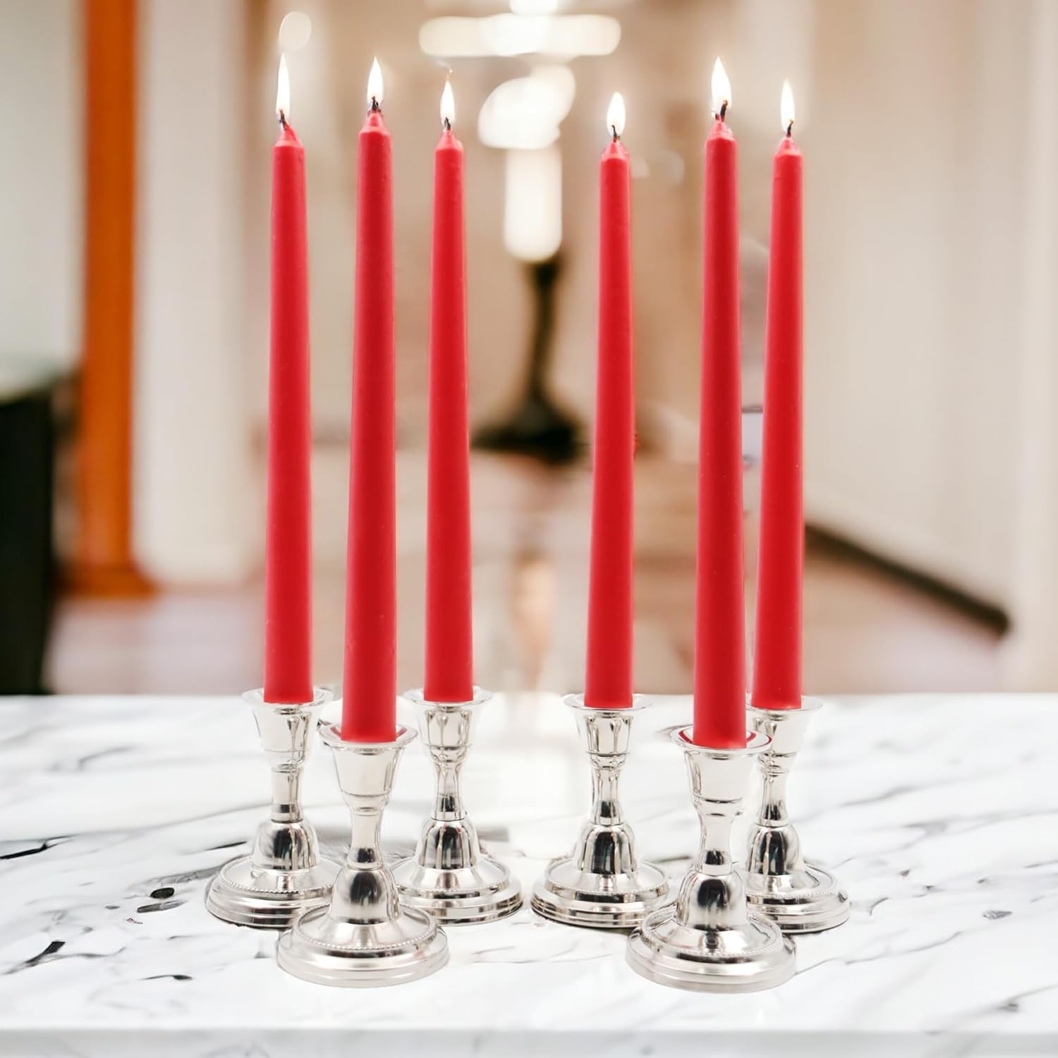 Lumanare Decorativa, , pentru Masa, 25 cm, din Parafina, fara Fum, Ardere 7.5h, Rosu [2]