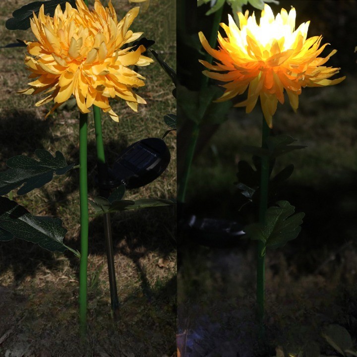 Lampa Solara LED tip Crizantema cu o floare pentru Gradina, Inaltime 80 cm,  [7]