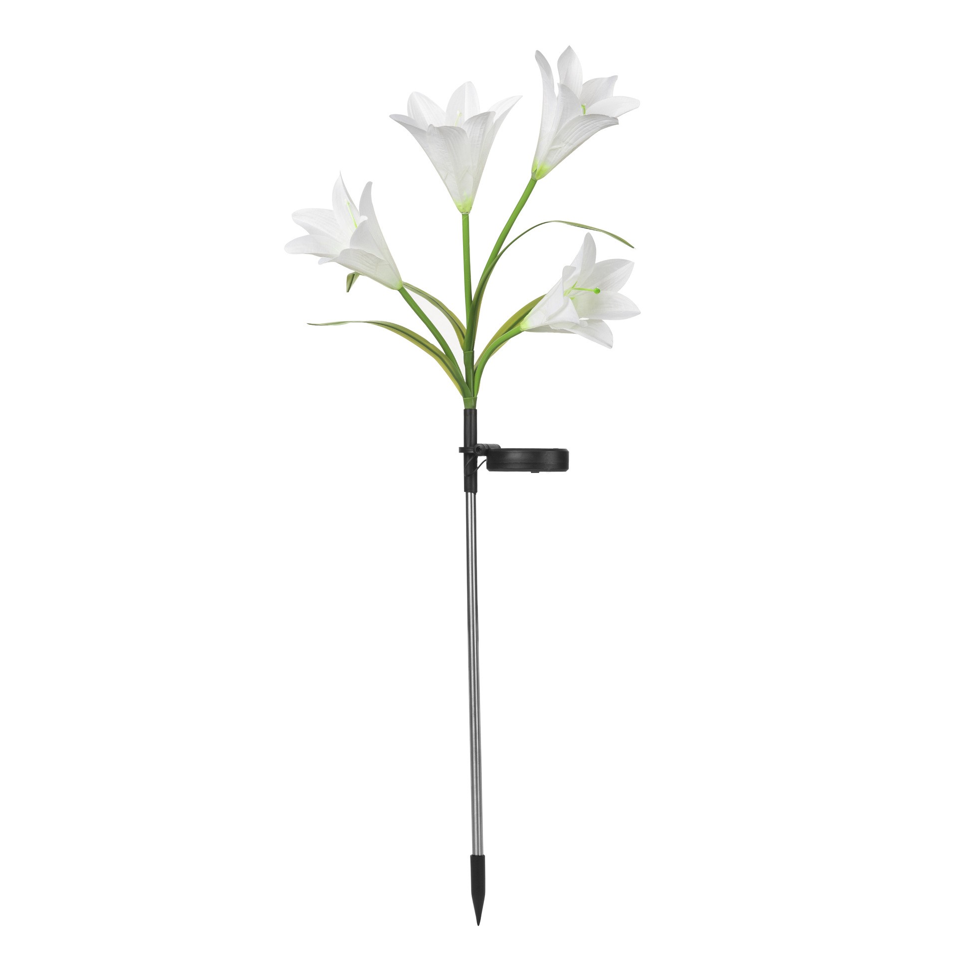 Lampi solare - Lumina solara LED tip Crin cu 4 flori, inaltime 80 cm, pentru gradina, 