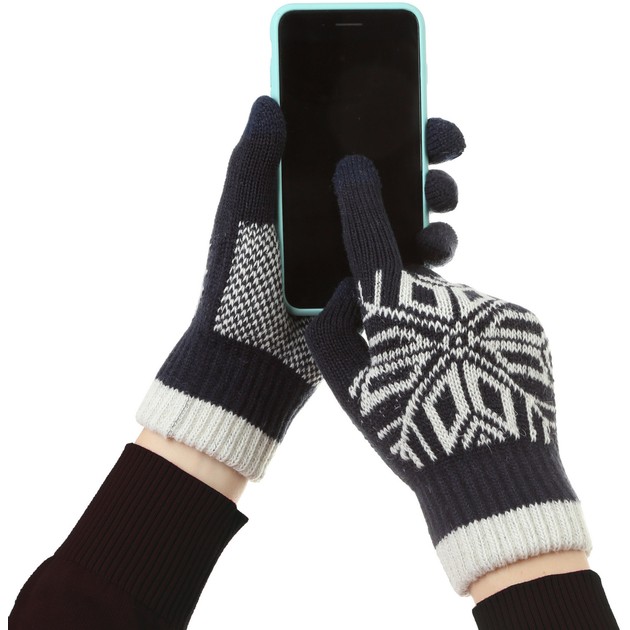 Manusi de Barbat, , Model Fulg, Functie Touchscreen (ecran tactil), Material Acril Tricotat, Manseta Elastica, Interior Catifelat, Marime Universala, Albastru Marin [4]