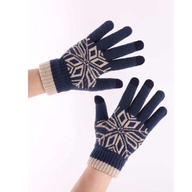 Manusi de Barbat, , Model Fulg, Functie Touchscreen (ecran tactil), Material Acril Tricotat, Manseta Elastica, Interior Catifelat, Marime Universala, Albastru Marin [9]