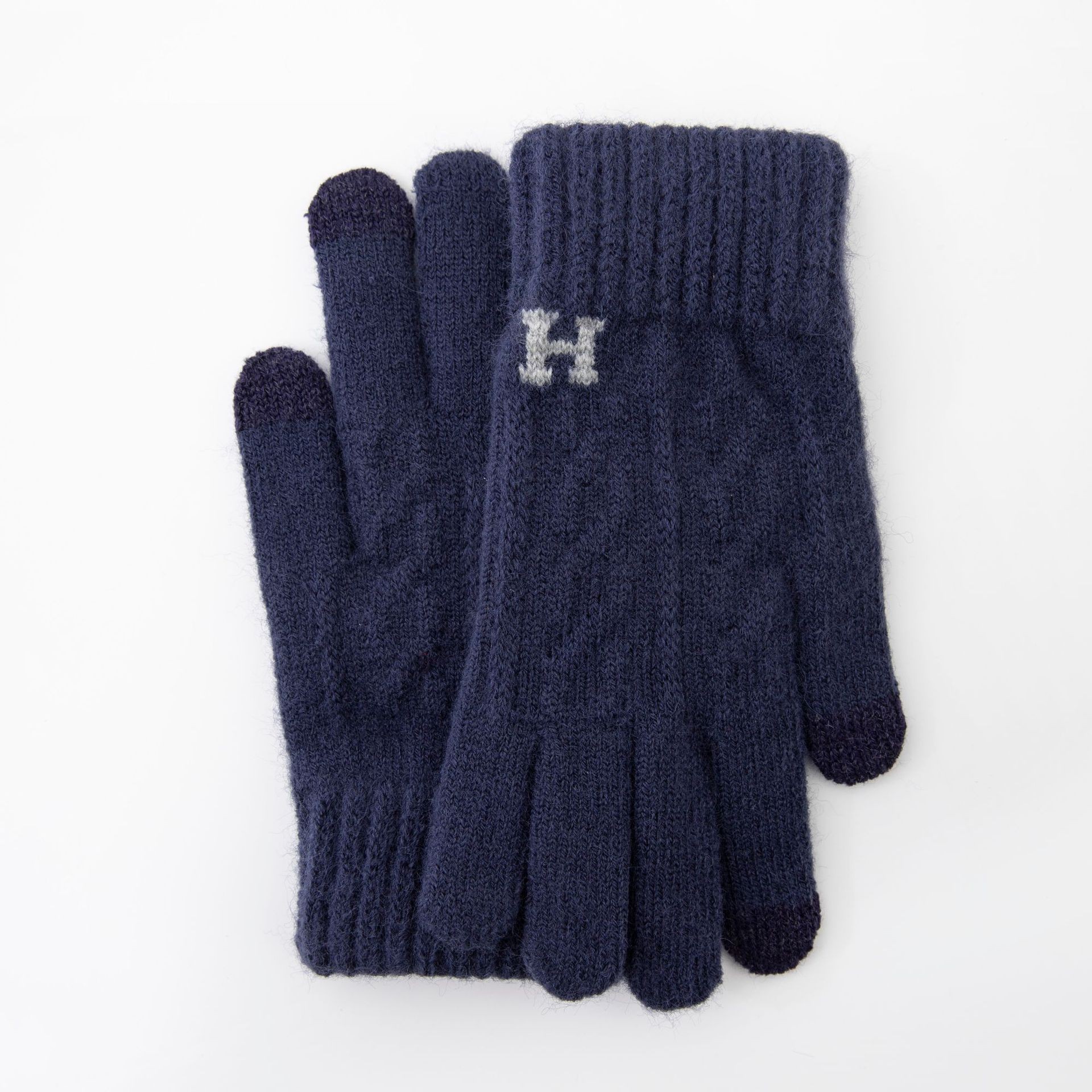 Manusi de Barbat, , Model H, Functie Touchscreen (ecran tactil), Material Acril Tricotat, Manseta Elastica, Interior Catifelat, Marime Universala, Albastru Marin [3]