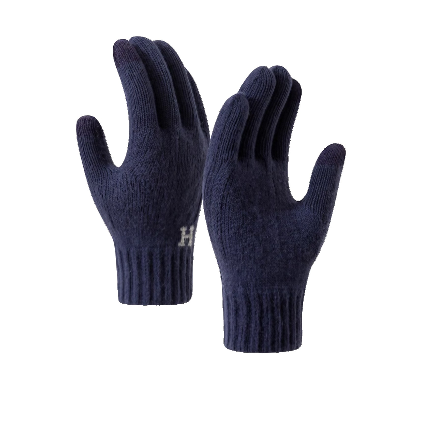 ✨TOATE PRODUSELE✨ - Manusi de Barbat, , Model H, Functie Touchscreen (ecran tactil), Material Acril Tricotat, Manseta Elastica, Interior Catifelat, Marime Universala, Albastru Marin