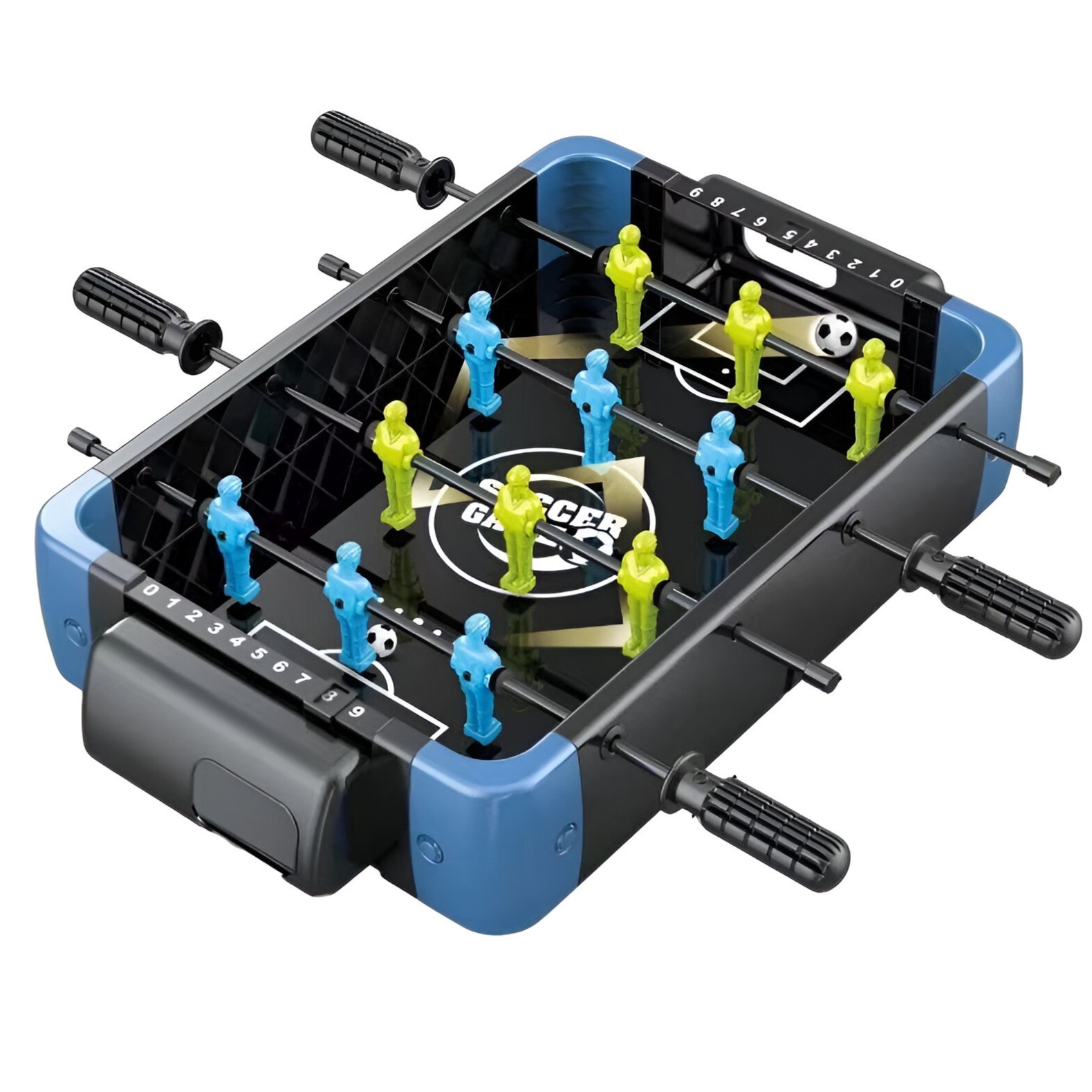 ✨TOATE PRODUSELE✨ - Masa de Joc 5in1 , cu Teren Schimbabil de Fotbal, Basket, Bowling, Curling si Hockey, cu Tablou Scor, din ABS, 47.5x32x8.5 cm, Design Multicolor, pentru Copii/ Adulti