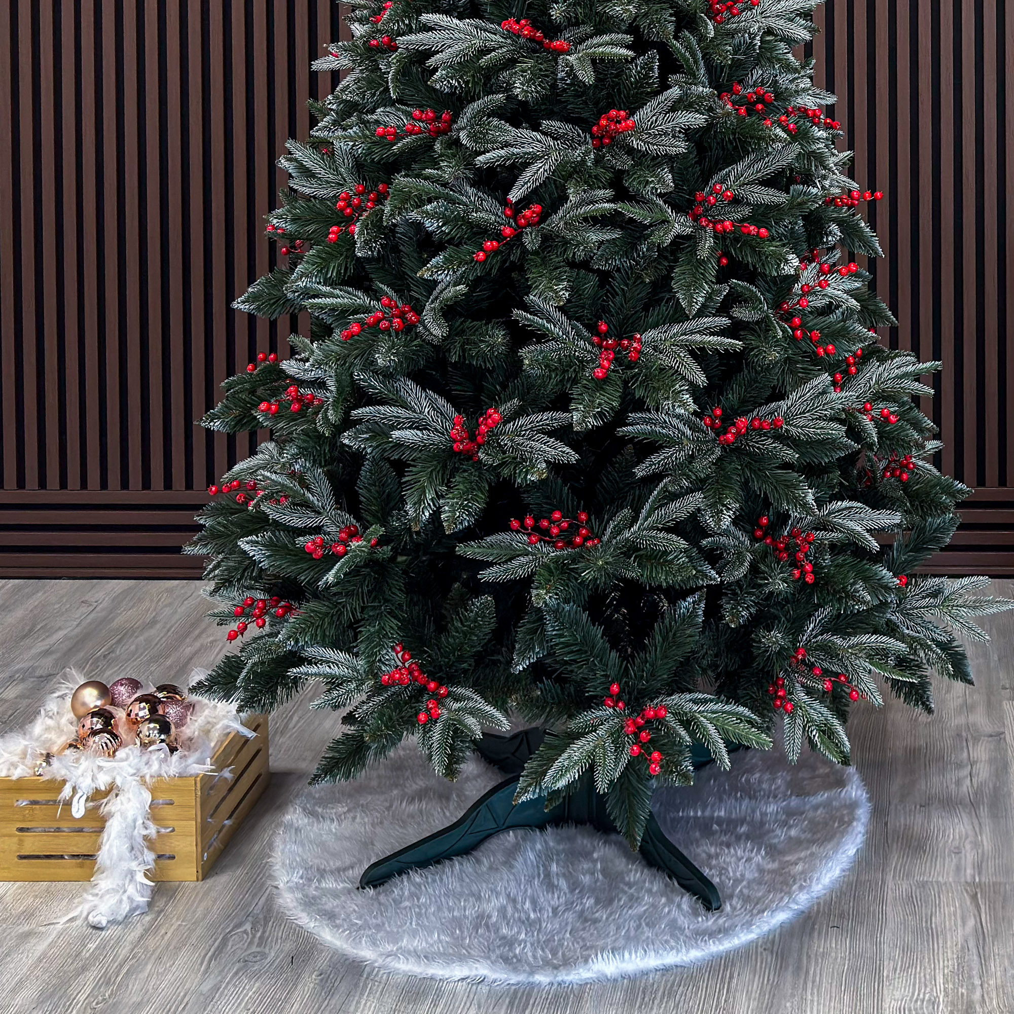 Brad artificial Sersimo, Miahelene Elite, verde nins cu merisoare, mix 2D+3D, 220 cm [11]