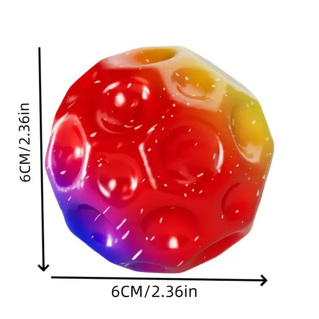 Minge Saltareata Hiperelastica, , Space Moon Ball foarte Elastica, Antistress pentru Copii, Diametru 66 mm, Multicolor Rosu [2]