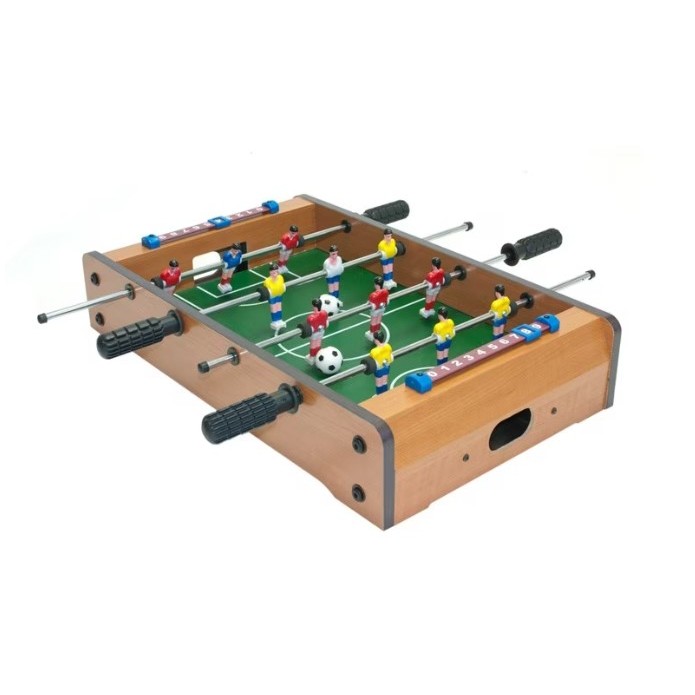 ✨TOATE PRODUSELE✨ - Mini Masa de Fotbal cu Teren si 12 Jucatori , 4 Manere, cu Tablou pentru Scor, din Metal, Lemn si ABS, 34.5 x 23 x 7 cm, pentru copii/adulti