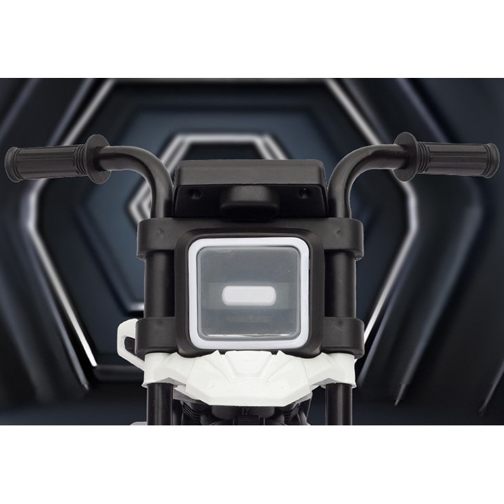 Motocicleta Electrica cu 2 Roti Mari si 2 Roti Ajutatoare, , Acumulator Incarcare, Anti-Rasturnare, Lumini, Muzica, Motor:380, Baterie 6V4.5, 41.5x70x34 cm, 4.5 Kg, 3 Ani+, Alb Negru [11]