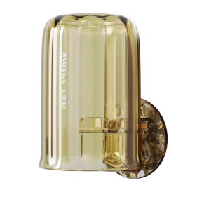 Articole pentru baie - Suport Multifunctional 2 in 1, Pahar si Suport pentru Periuta de Dinti, , Plastic, Dimensiune: 10.4 x 7.3 x 7.3 cm, Maro Galbui