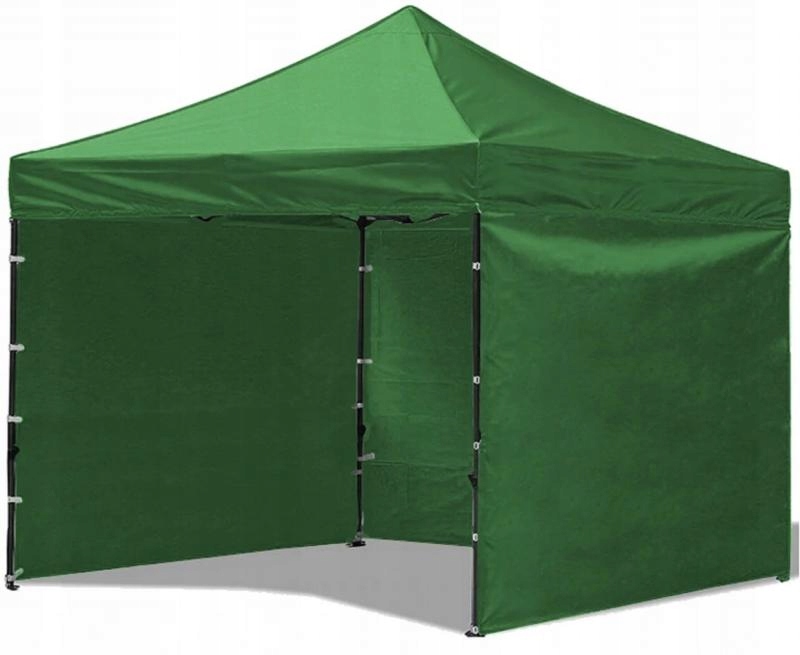 Cort tip pavilion cu 3 pereti laterali, structura solida otel si acoperis impermeabil PVC, 3x3 m cu inaltime reglabila, verde [8]