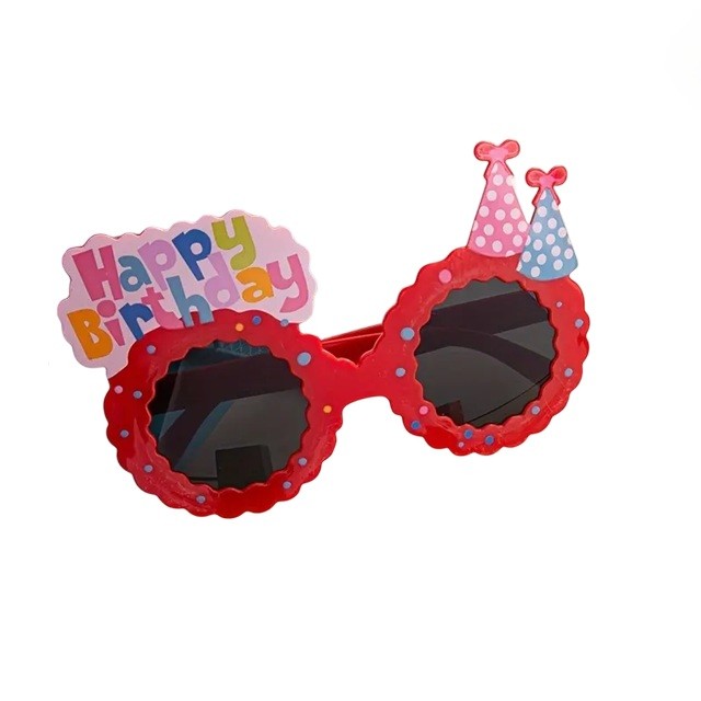 ✨TOATE PRODUSELE✨ - Ochelari Decorativi, , pentru Petrecere, din ABS, Unisex, Model Happy Birthday, 13.5 x 8.5 cm, Rosu