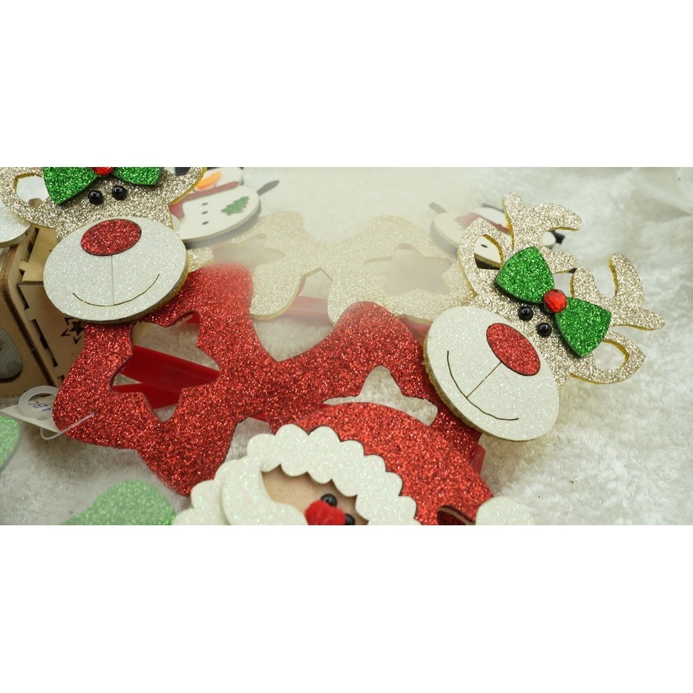 Ochelari petrecere de Craciun, forma Stea cu Ren , Rosu, din Plastic si Poliester,  [7]