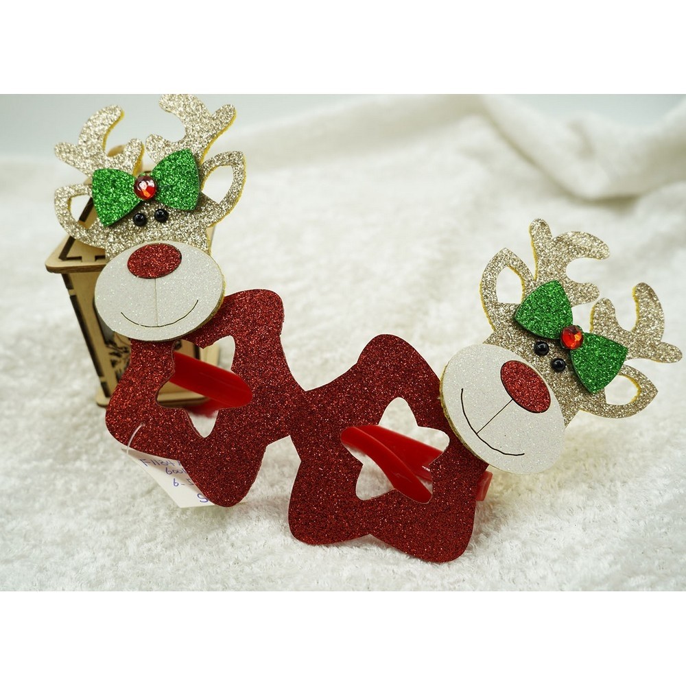 Ochelari petrecere de Craciun, forma Stea cu Ren , Rosu, din Plastic si Poliester,  [6]