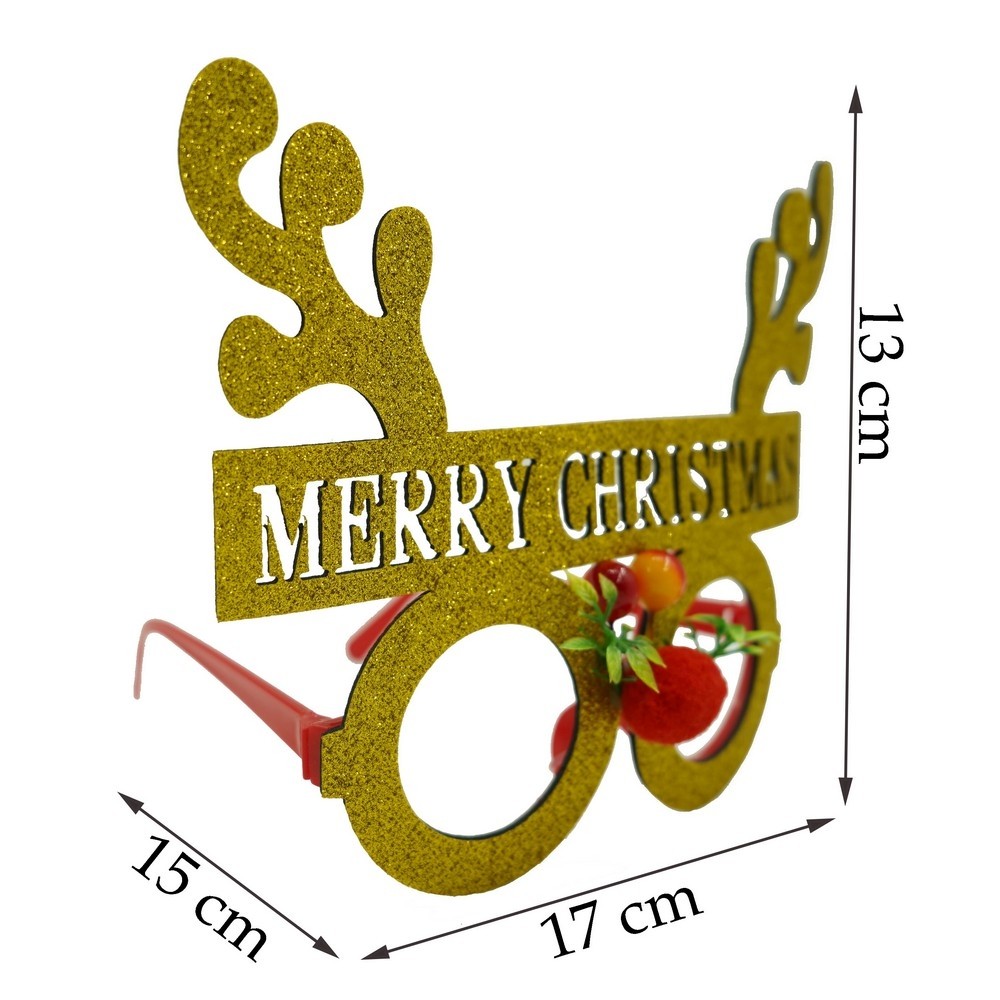 Ochelari petrecere de Craciun, rotunzi, Galben, din Plastic si Poliester,  [9]