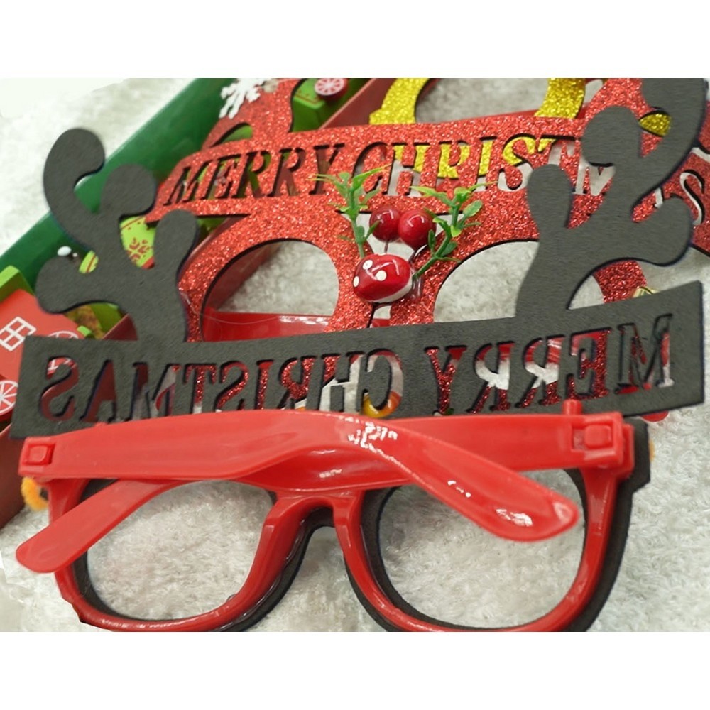 Ochelari petrecere de Craciun, rotunzi, Rosu, din Plastic si Poliester,  [10]