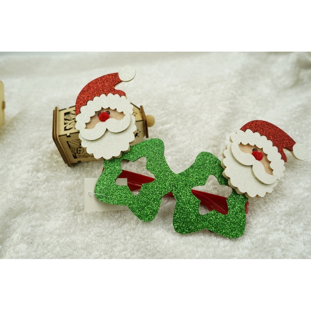 Ochelari petrecere de Craciun, tip Stea cu Mos Craciun, Verde, din Plastic si Poliester,  [9]