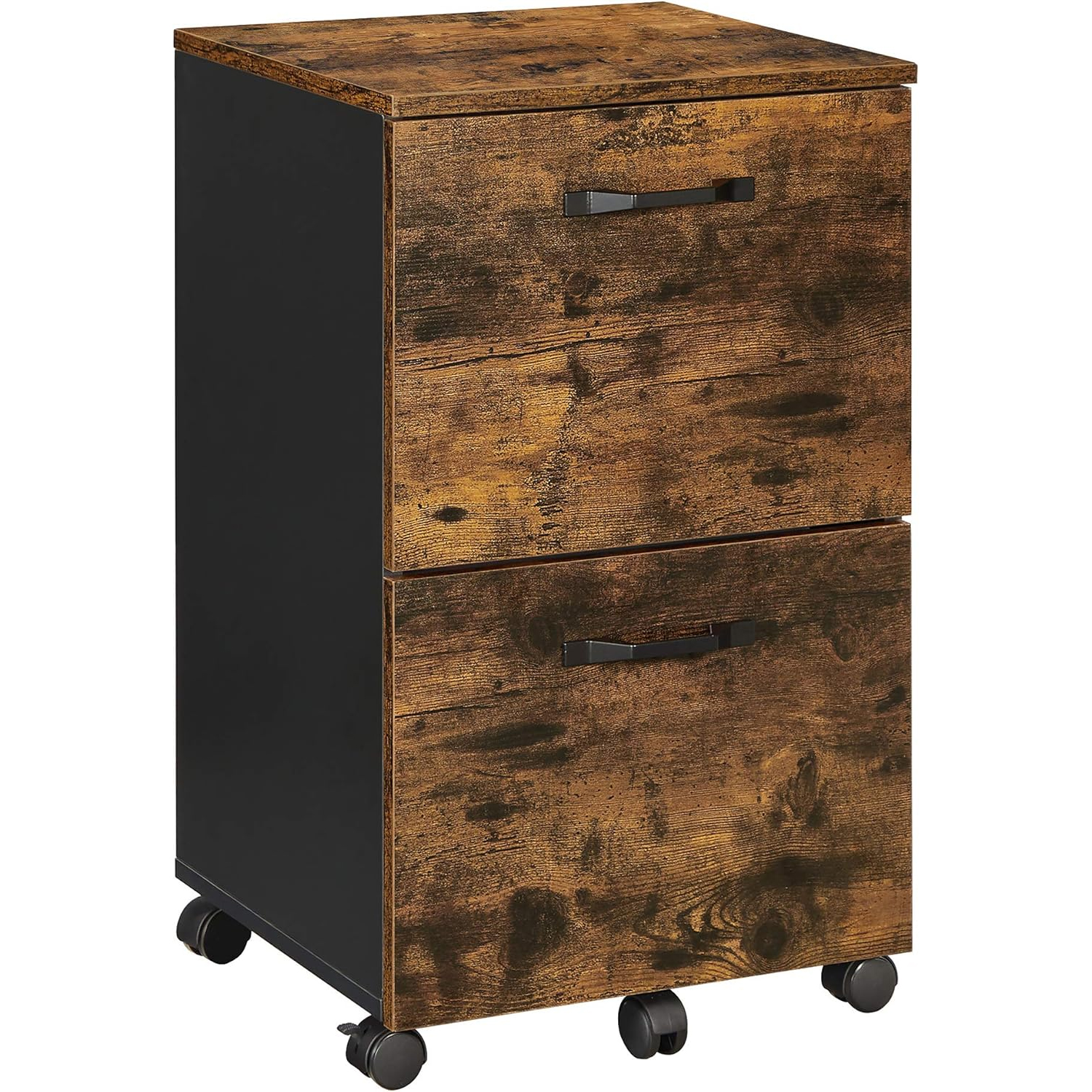 MOBILIER - VASAGLE Dulap birou tip rollbox cu 2 sertare pentru documente A4, cu roti, stil industrial, 42x40x70 cm, maro rustic