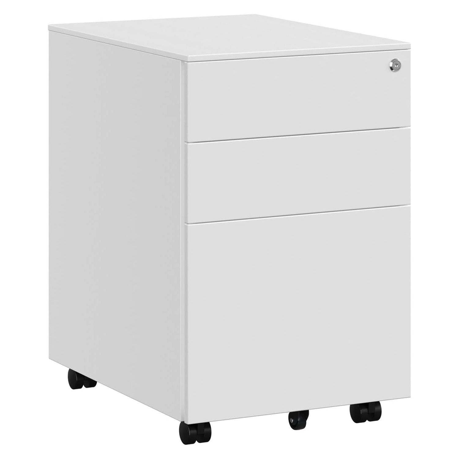 Casă - SONGMICS Dulap mobil tip rollbox pentru birouri, din otel, sertar cu sina dosare A4, 39x52x60 cm, alb