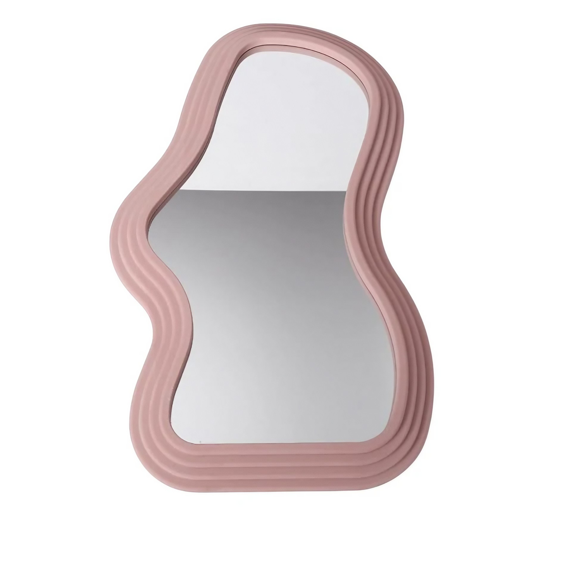 ✨TOATE PRODUSELE✨ - Oglinda de Perete, , Decorativa, pentru Baie, Dormitor, Sufragerie, Model Minimalist, Forma Asimetrica, 40.3x26 cm, Roz