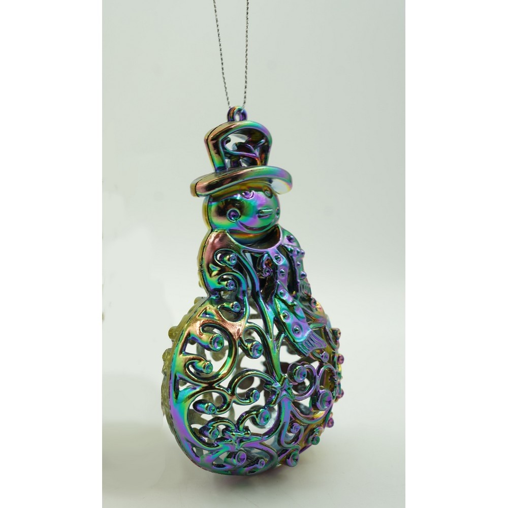 Ornament brad de Craciun, Iridescent, in forma de Om de zapada, 8 cm x 13 cm, Plastic,  [10]