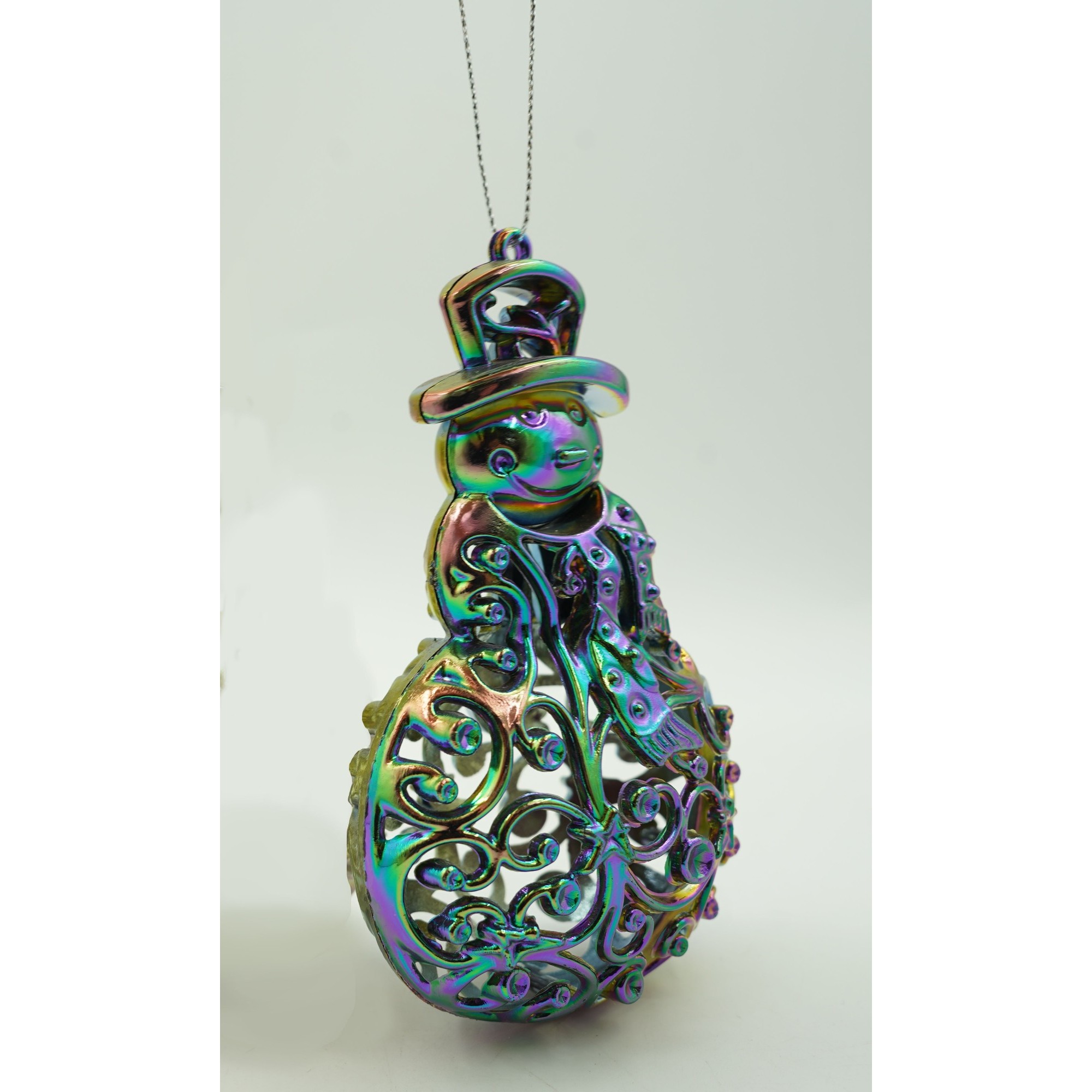 Ornament brad de Craciun, Iridescent, in forma de Om de zapada, 8 cm x 13 cm, Plastic,  [5]