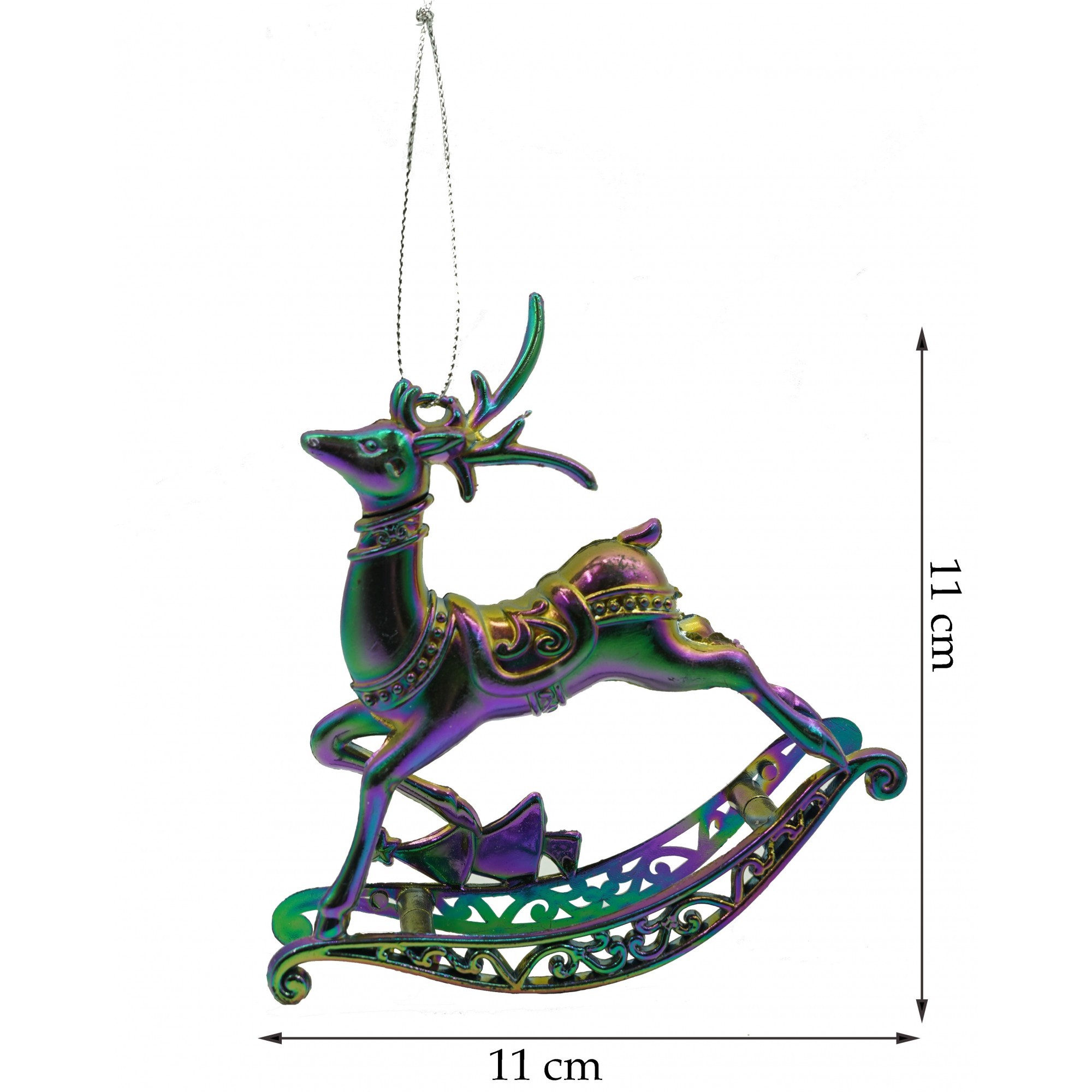 Ornament brad de Craciun, Iridescent, in forma de Ren, 11 cm x 11 cm, Plastic,  [6]