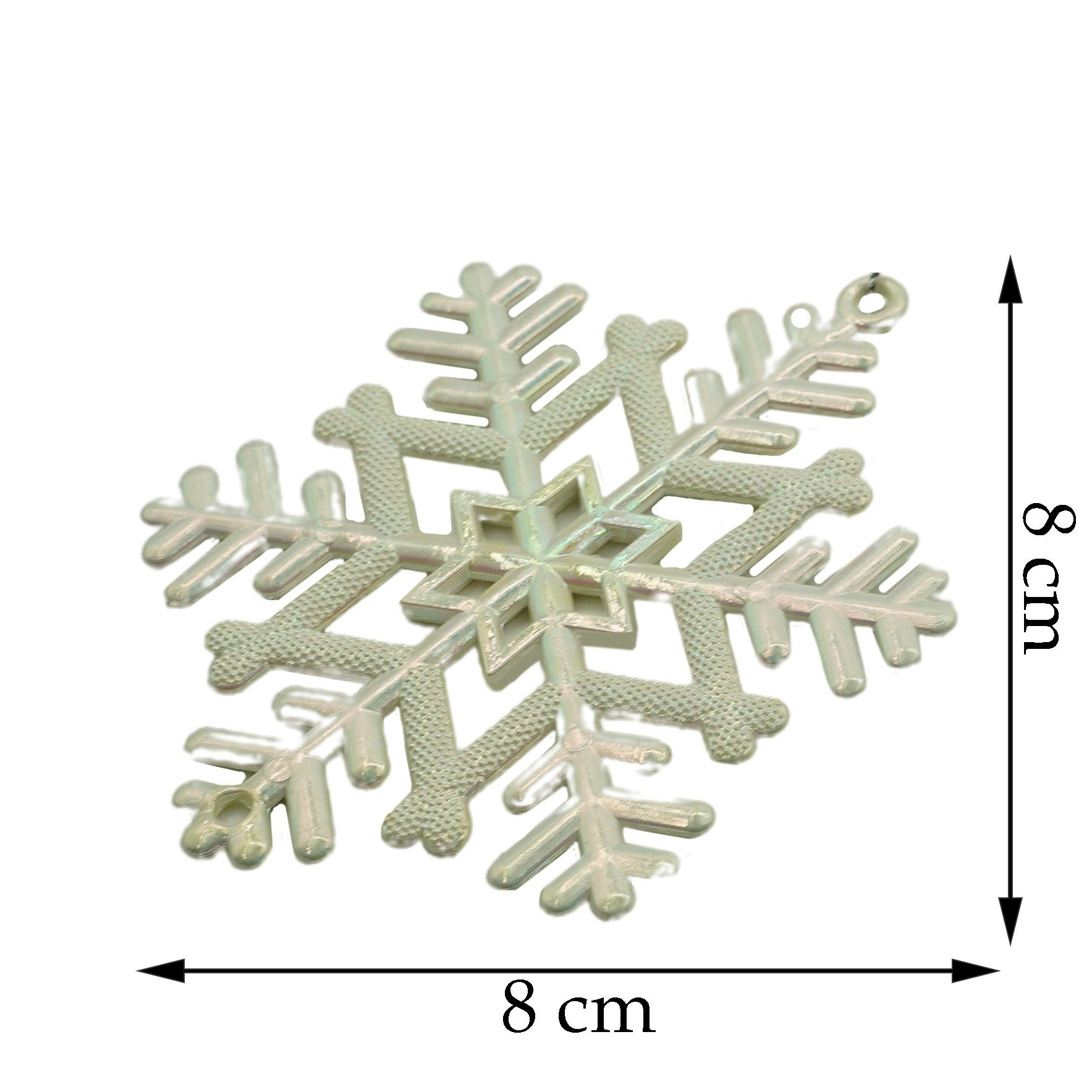 Ornament brad de Craciun, Perlat, in forma de Fulg de nea, 8 cm x 8 cm, Plastic,  [6]