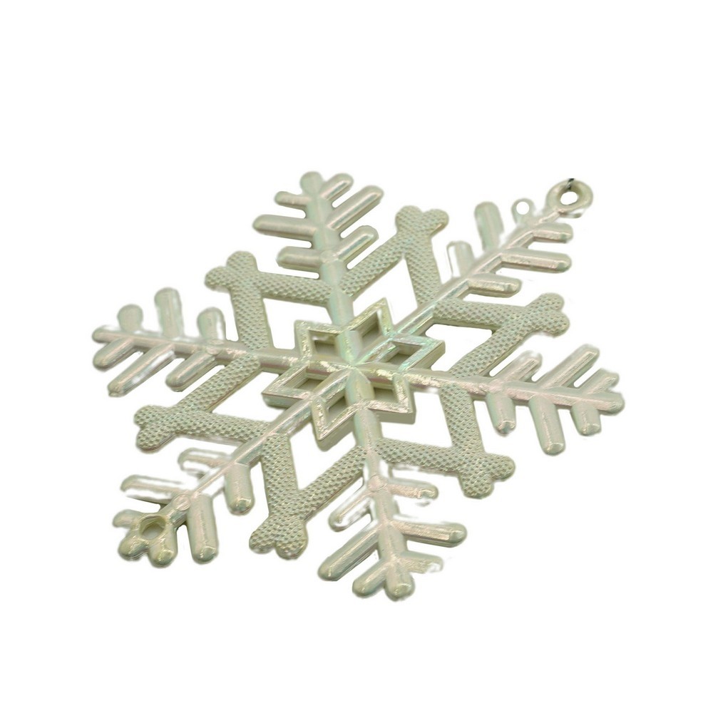 Ornamente Brad - Ornament brad de Craciun, Perlat, in forma de Fulg de nea, 8 cm x 8 cm, Plastic, 