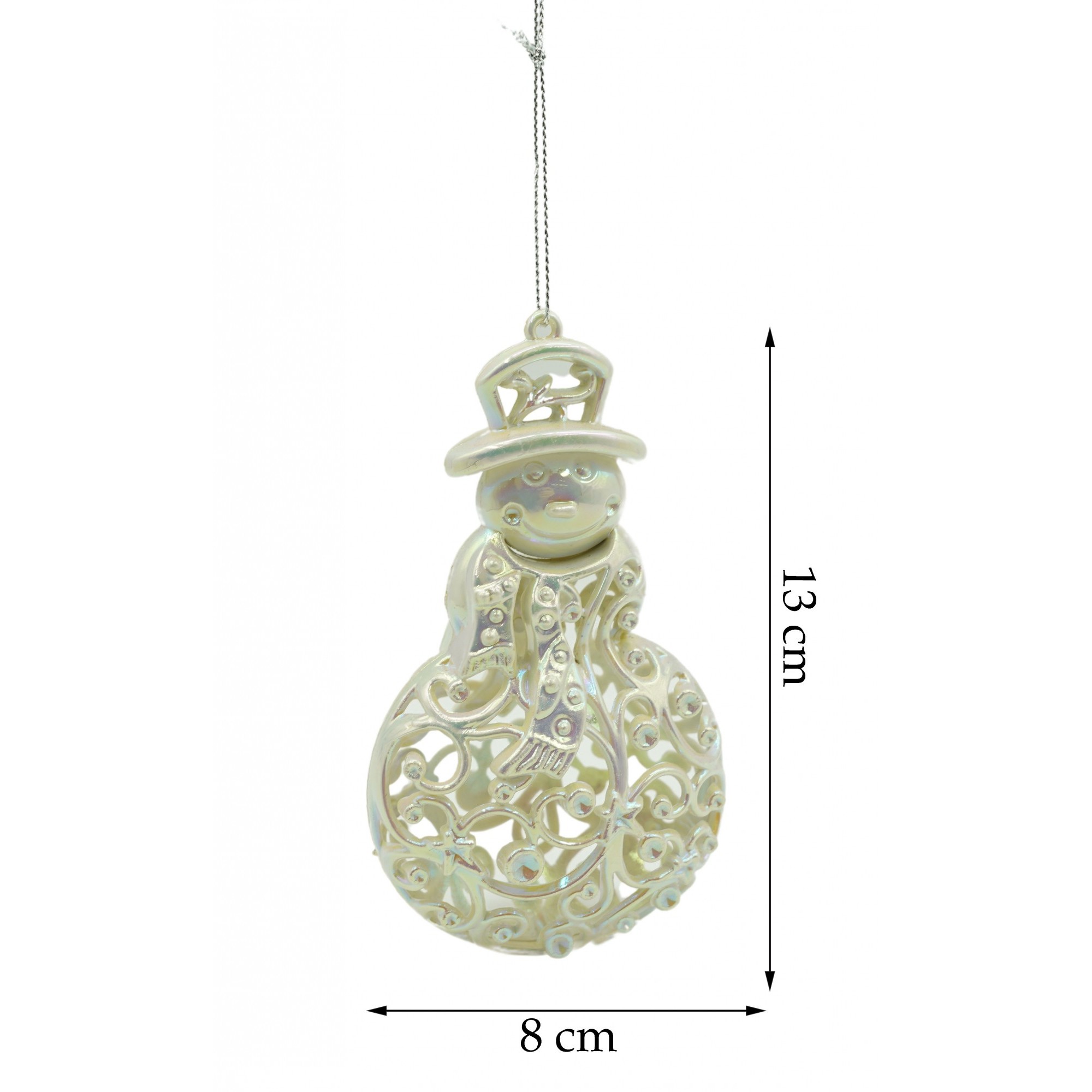 Ornament brad de Craciun, Perlat, in forma de Om de zapada, 8 cm x 13 cm, Plastic,  [6]