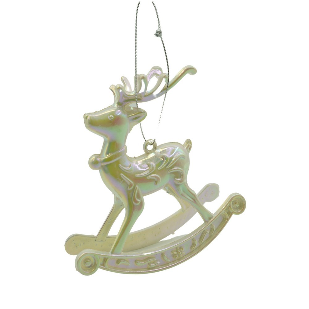 Ornamente Brad - Ornament brad de Craciun, Perlat, in forma de Ren, 11 cm x 11 cm, Plastic, 