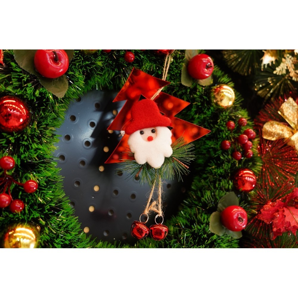 Ornament brad, , Brad cu clopotei, Rosu, Lucios, 15*20CM, Acril, Interior/ Exterior [10]