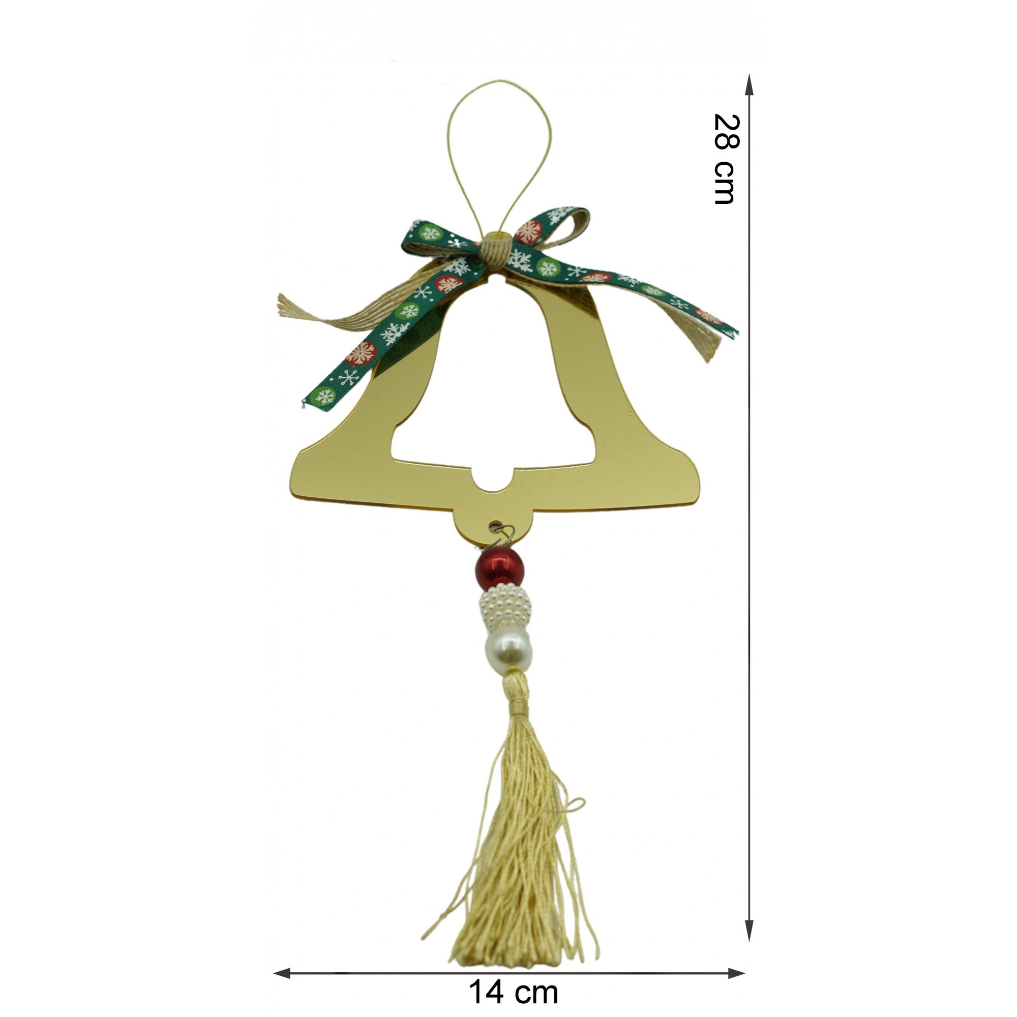 Ornament brad, , Clopotel, Auriu, Lucios, 14*28CM, Acril, Interior/ Exterior [6]