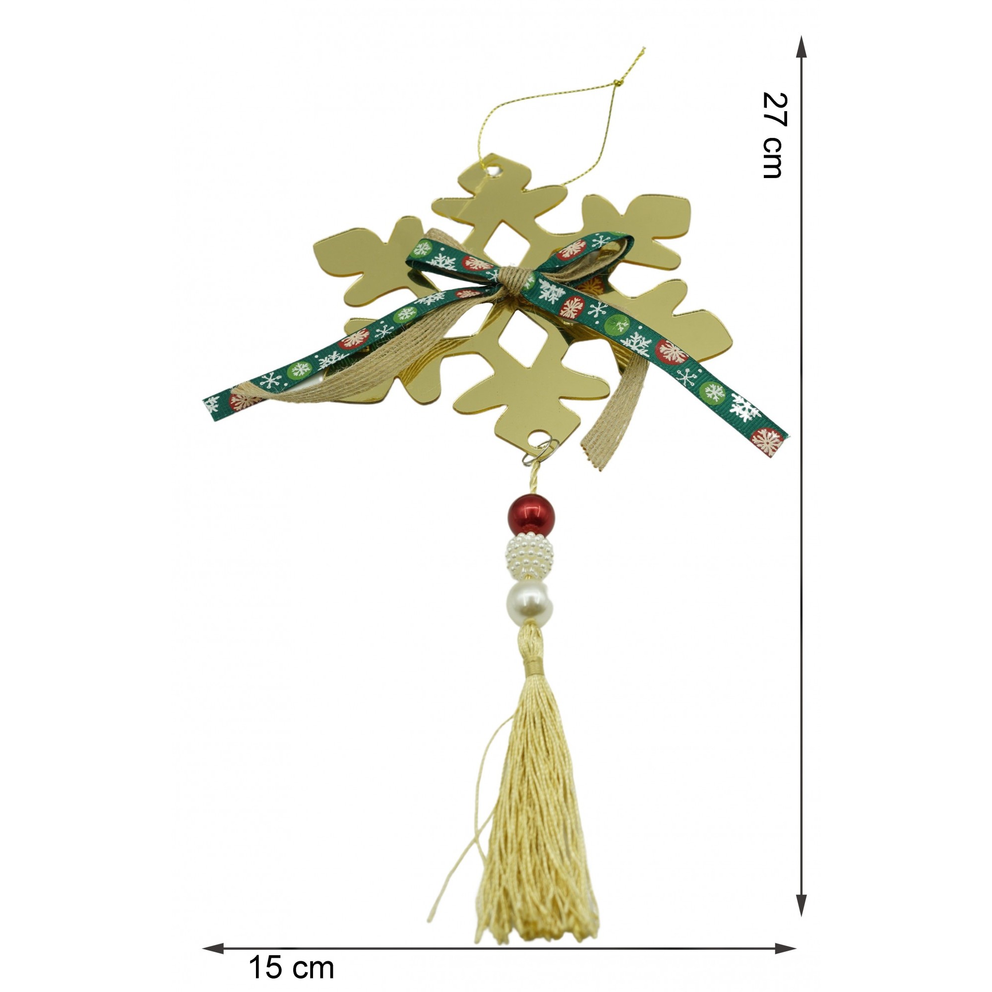 Ornament brad, , Fulg de nea, Auriu, Lucios, 15*27CM, Acril, Interior/ Exterior [6]