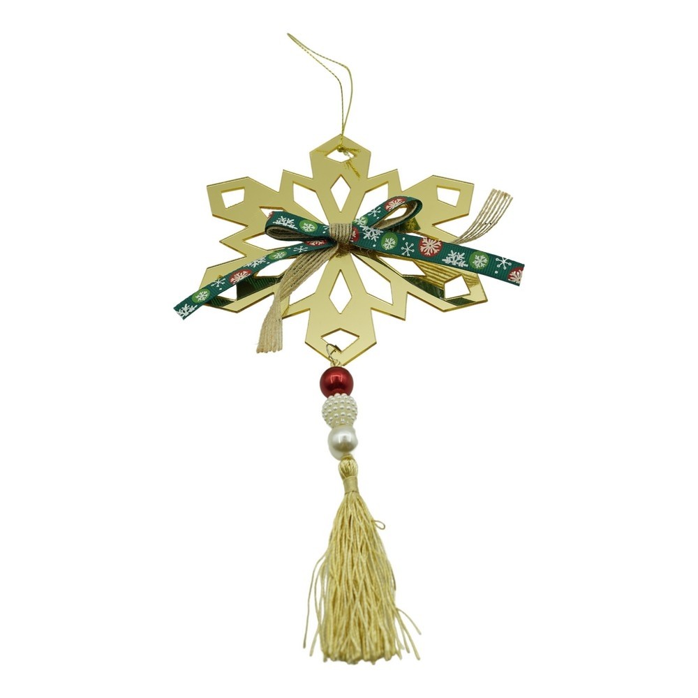 Ornamente Brad - Ornament brad, , Fulg de nea, Auriu, Lucios, 16*30CM, Acril, Interior/ Exterior