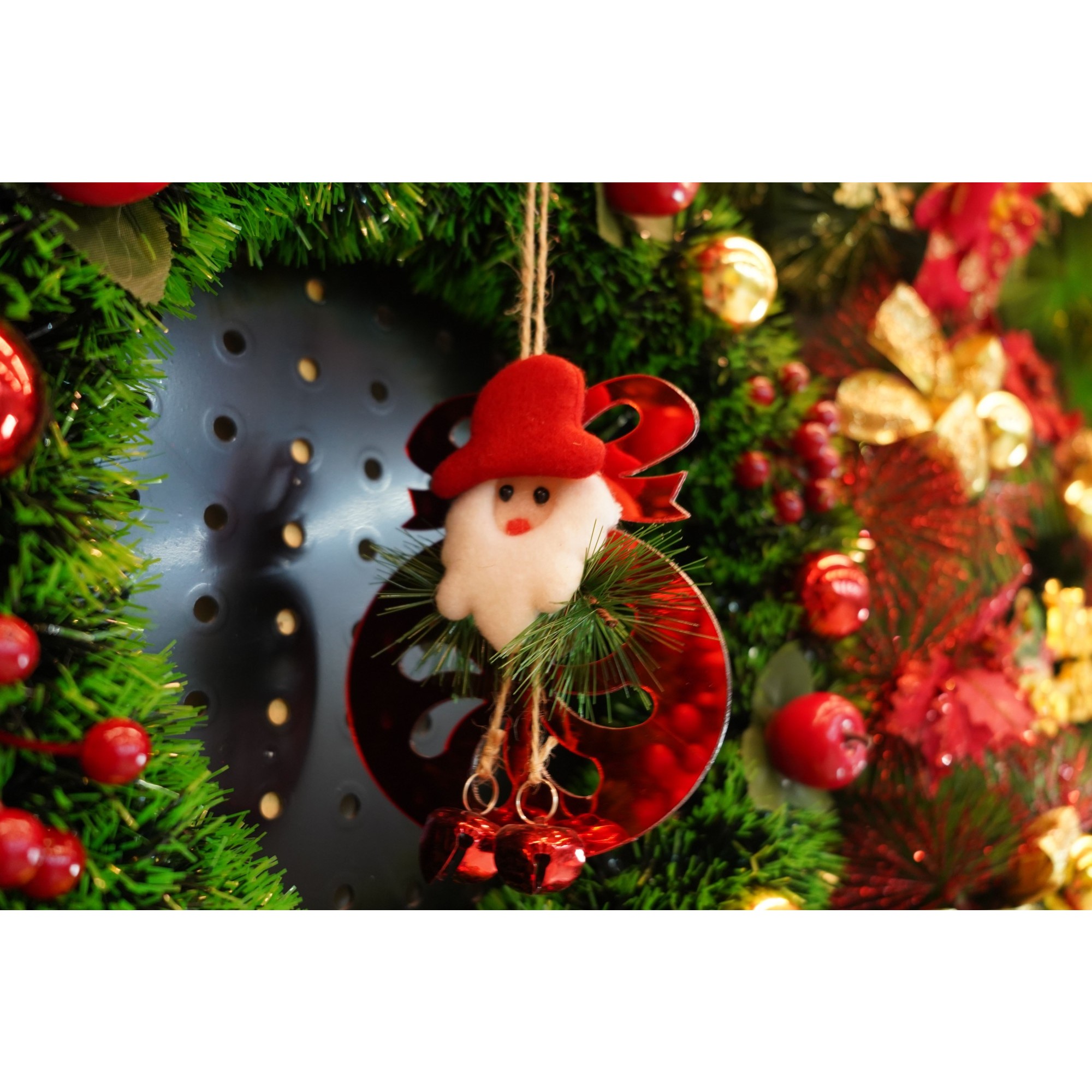 Ornament brad, , Rotund cu clopotei, Rosu, Lucios, 15*20CM, Acril, Interior/ Exterior [3]