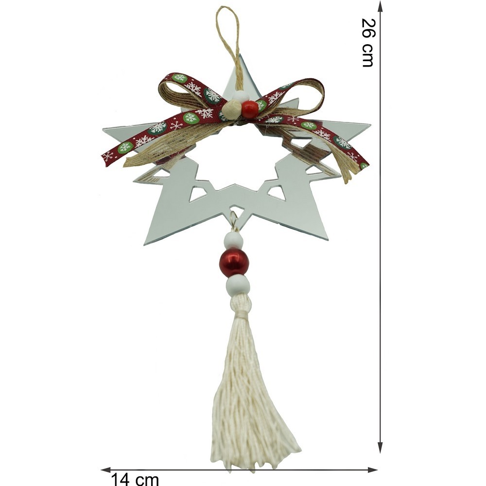 Ornament brad, , Stea, Argintiu, Lucios, 14*26CM, Acril, Interior/ Exterior [11]