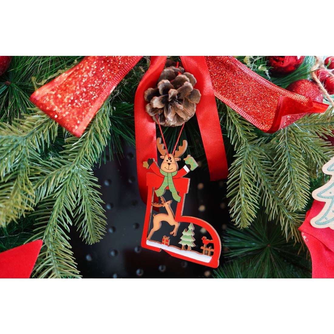 Ornament de brad cerb, , multicolor, lemn, 10 cm [3]