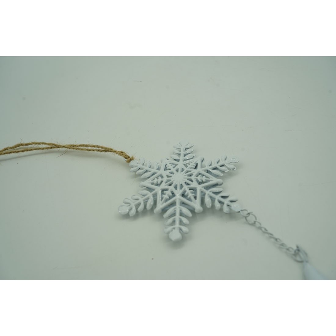 Ornament de brad fulg de nea, , alb, metal, 20 cm [5]