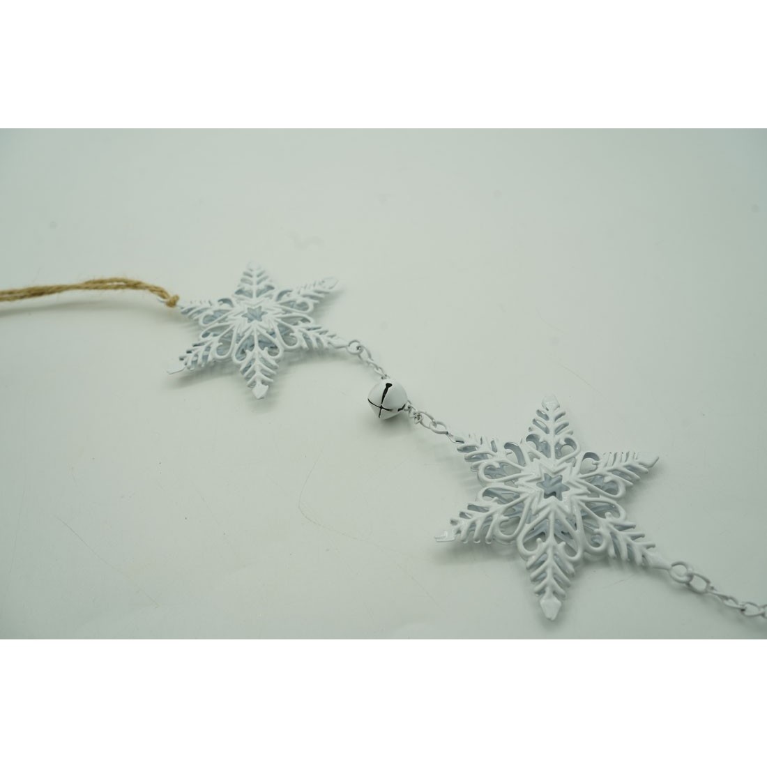 Ornament de brad trei fulgi de nea, , alb, metal, 30 cm [5]