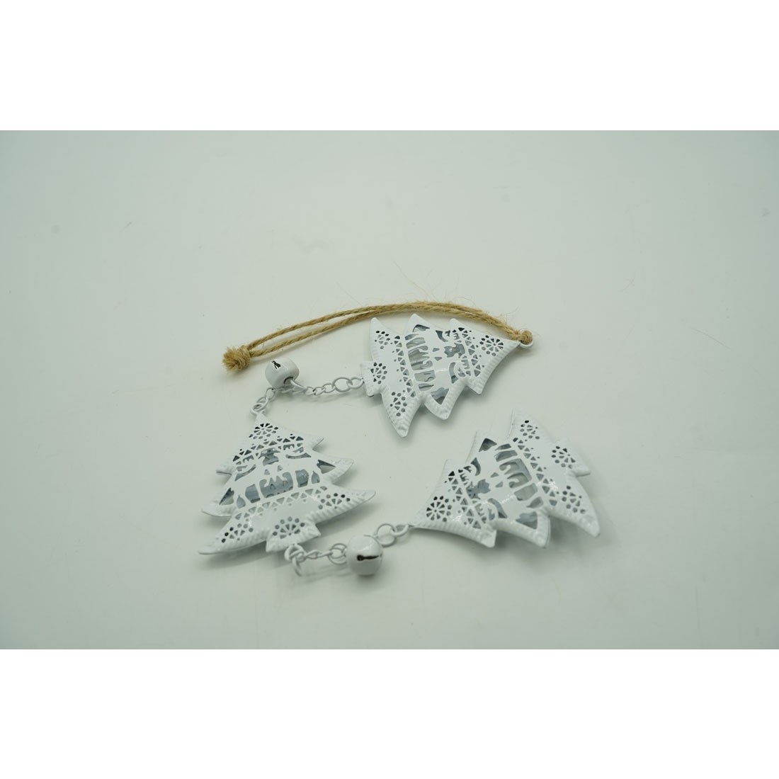 Ornament de brad trei pomi de craciun, , alb, metal, 30 cm [5]