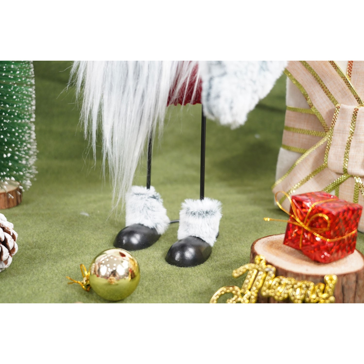 Ornament de Craciun spiridus, , gri/rosu, textil, 55 cm [7]