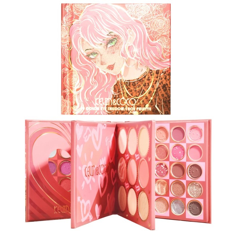 Palete Farduri si Truse Make-Up - Paleta de Farduri Kevin&Coco, 59 culori, Stil Carte, 3 Straturi, Pudra Compacta, Clasic, Fara Sulfati, 14.2 x 14.2 x 2.3 cm, 80 g, multicolor