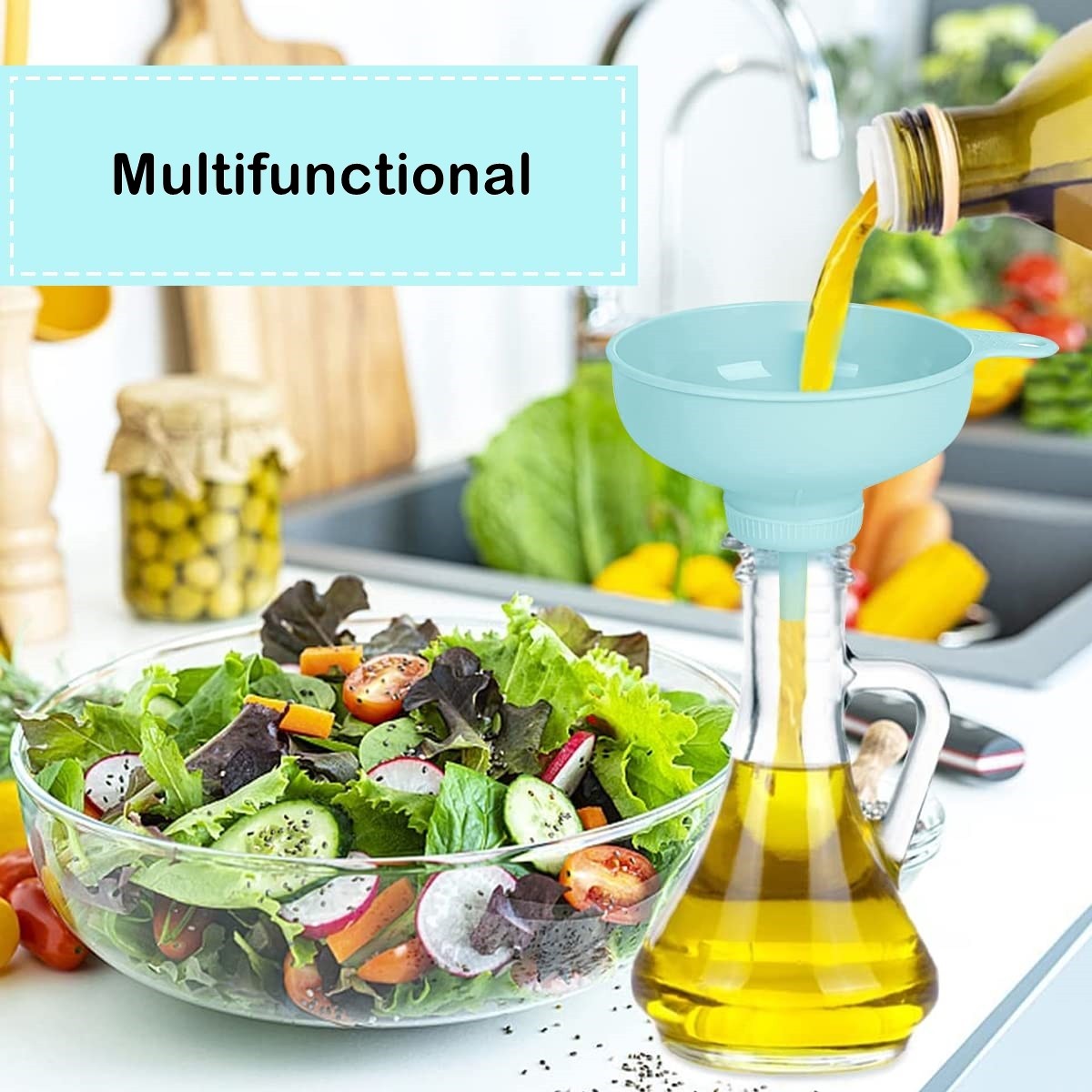 Palnie din plastic 3 in 1 , doua dimensiuni de scurgere, cu filet si filtru, diametru scurgere 5.4 cm, 11.5 x 16.7 cm, albastru [6]