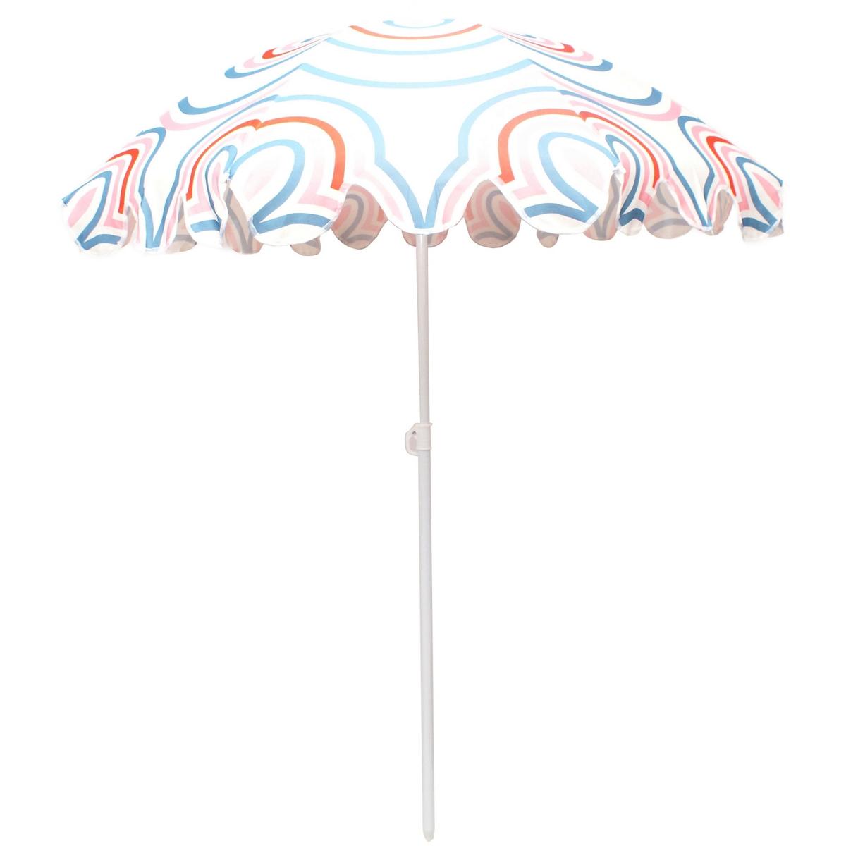 Timp liber - Umbrela de plaja 160 cm cu structura metalica, inclinare reglabila, husa transport, multicolor