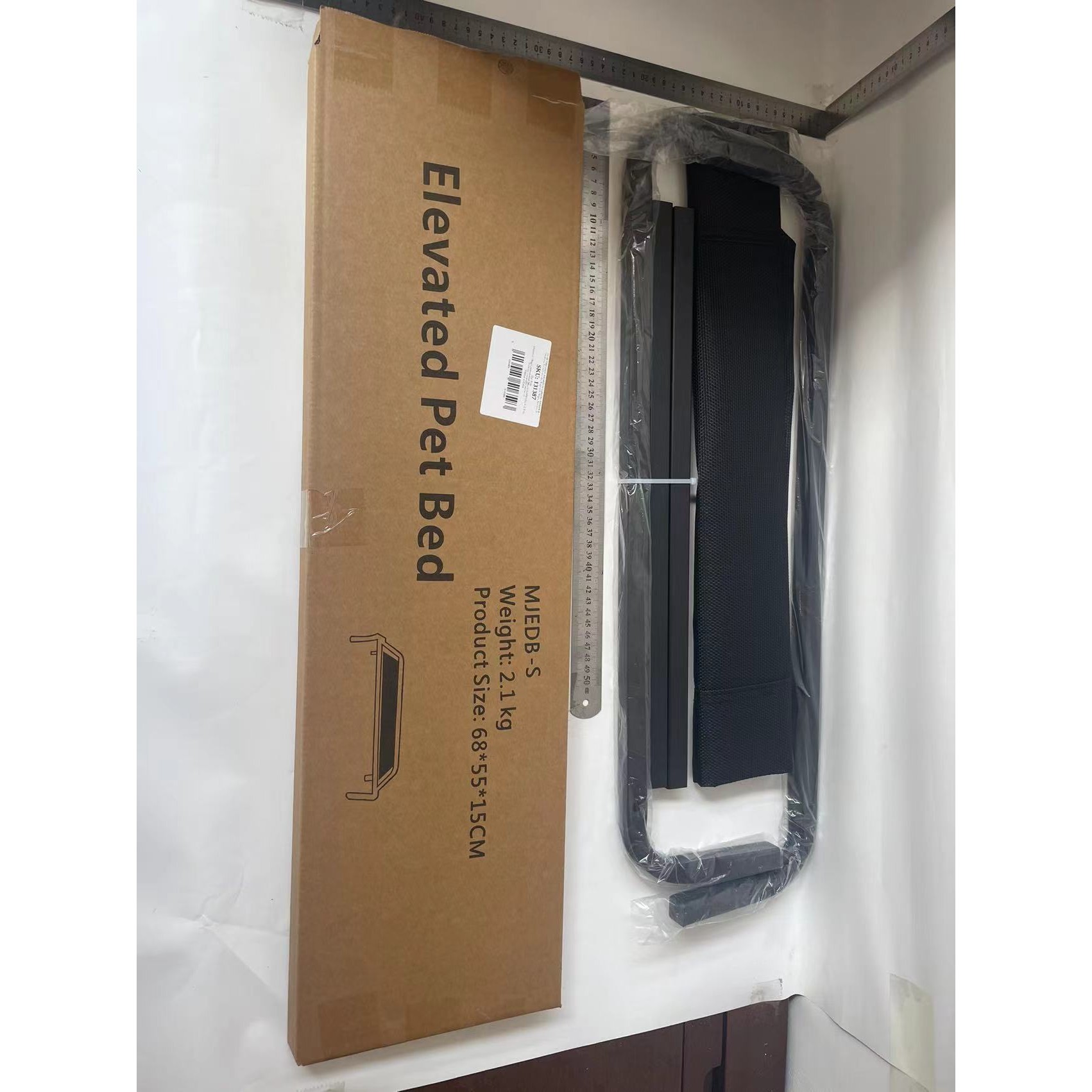 Pat pentru Animalele de Companie, , din Plasa este Rezistent la Umiditate, Picioare de Otel, Respirabil, Marimea S 68 x 55 x 16 cm, Negru [6]