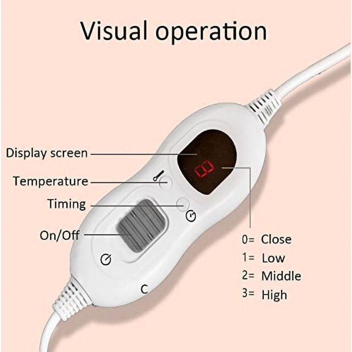 Patura Cu Incalzire Electrica, , 135 W, 180x130 cm, 6 Trepte De Incalzire, Flanel, Gri [7]