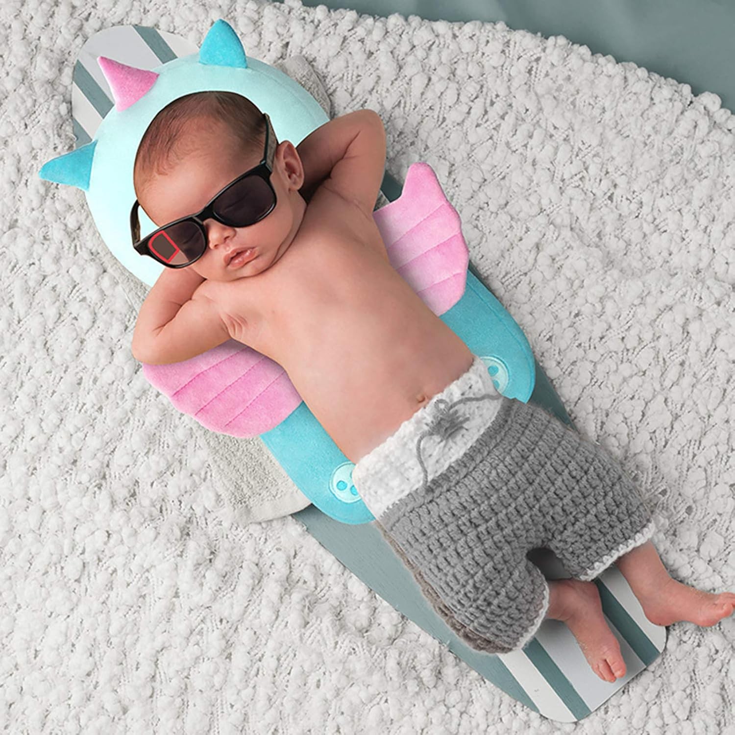 Perna tip Rucsac pentru Protectia Capului, , Tetiera tip Unicorn, pentru Bebelusi, 33x6x19 cm, 180 g, Albastru [2]